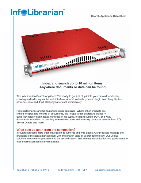 Search Appliance Data Sheet, page one